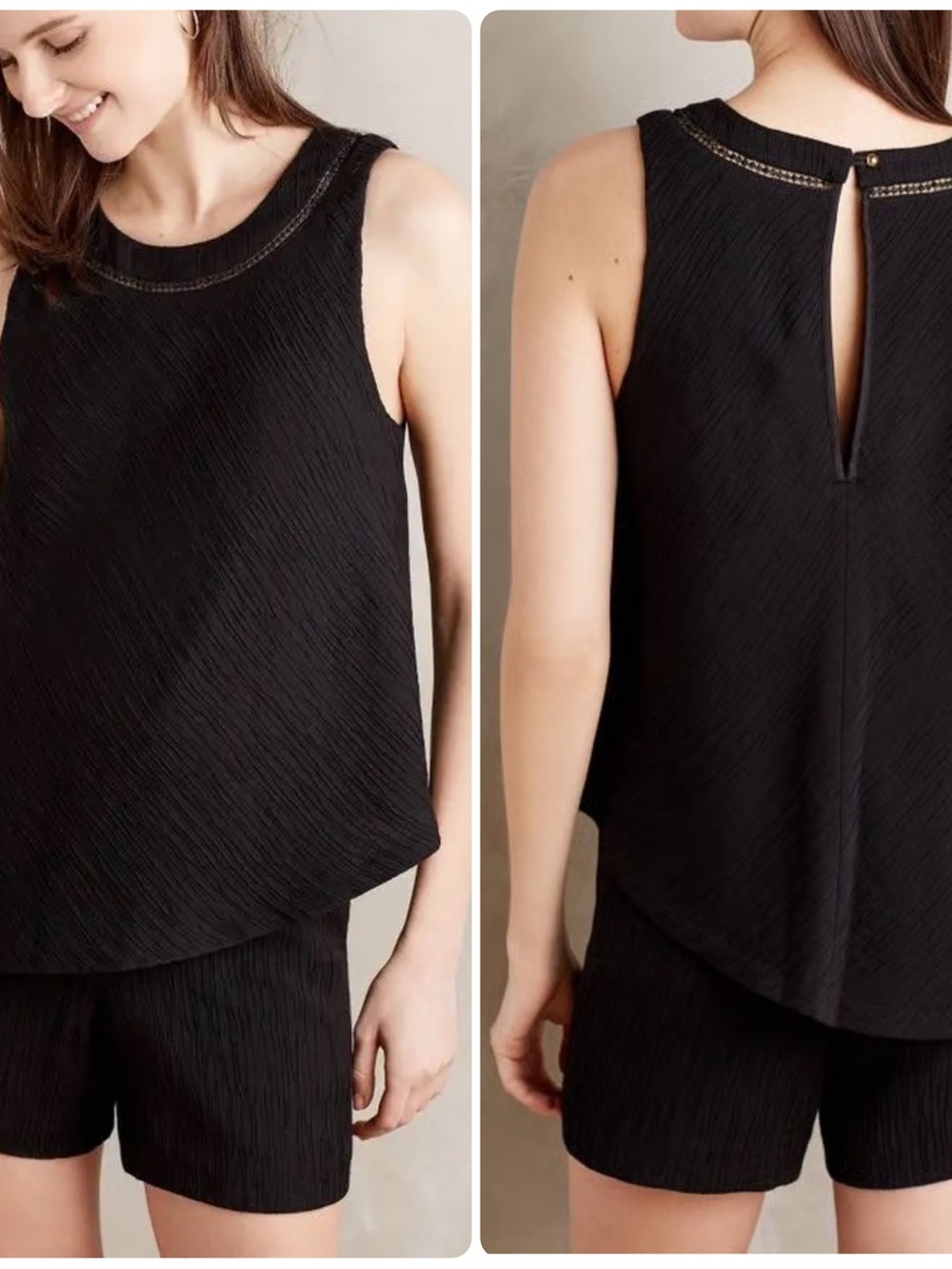 Anthropologie Elevenses Santa Ana Romper Black